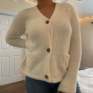 Fuzzy White Cardigan